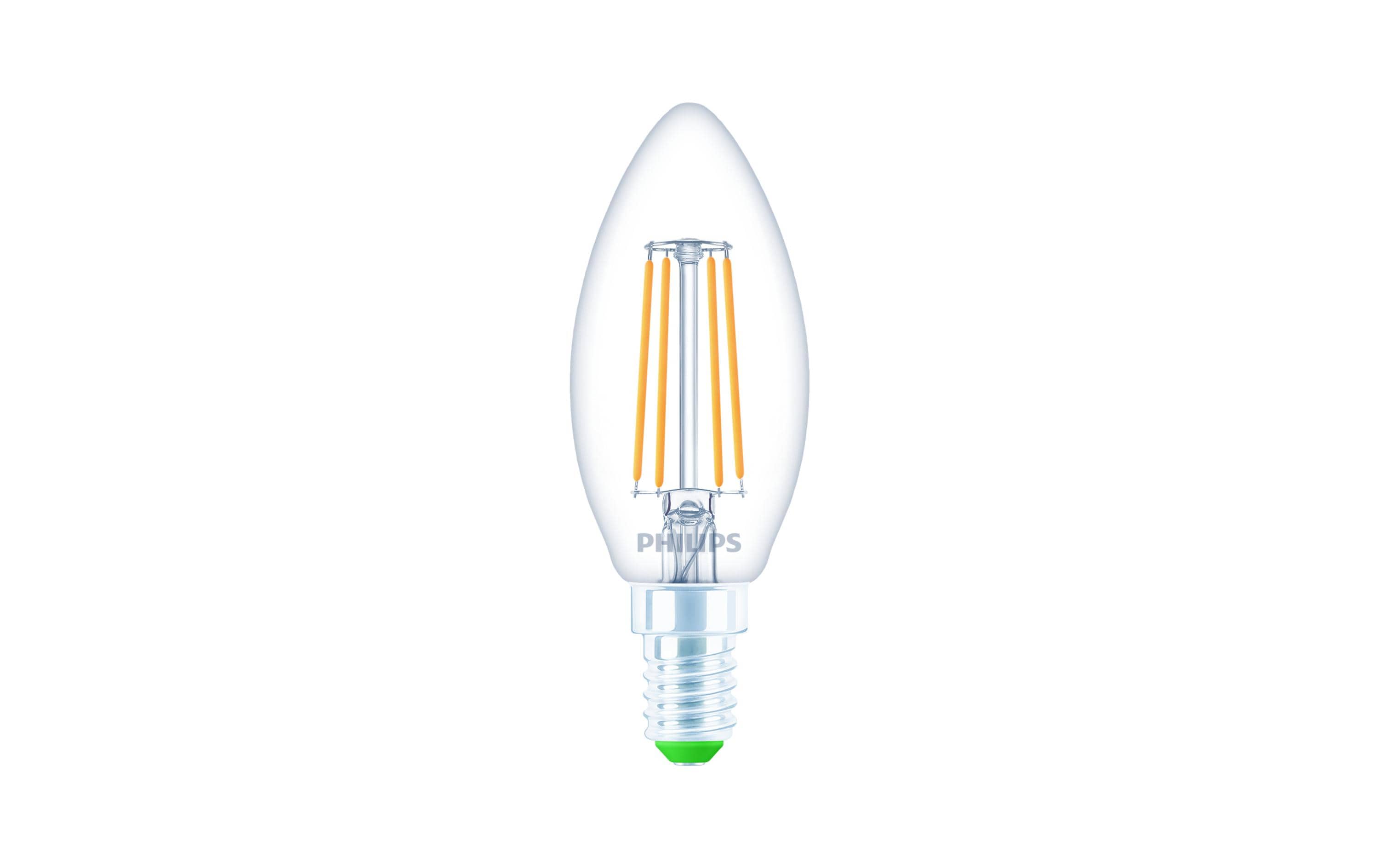 Philips Classic ultraeffiziente LED-Lampe Eng. A, 40W, E14, Klar, warmws,Kerze