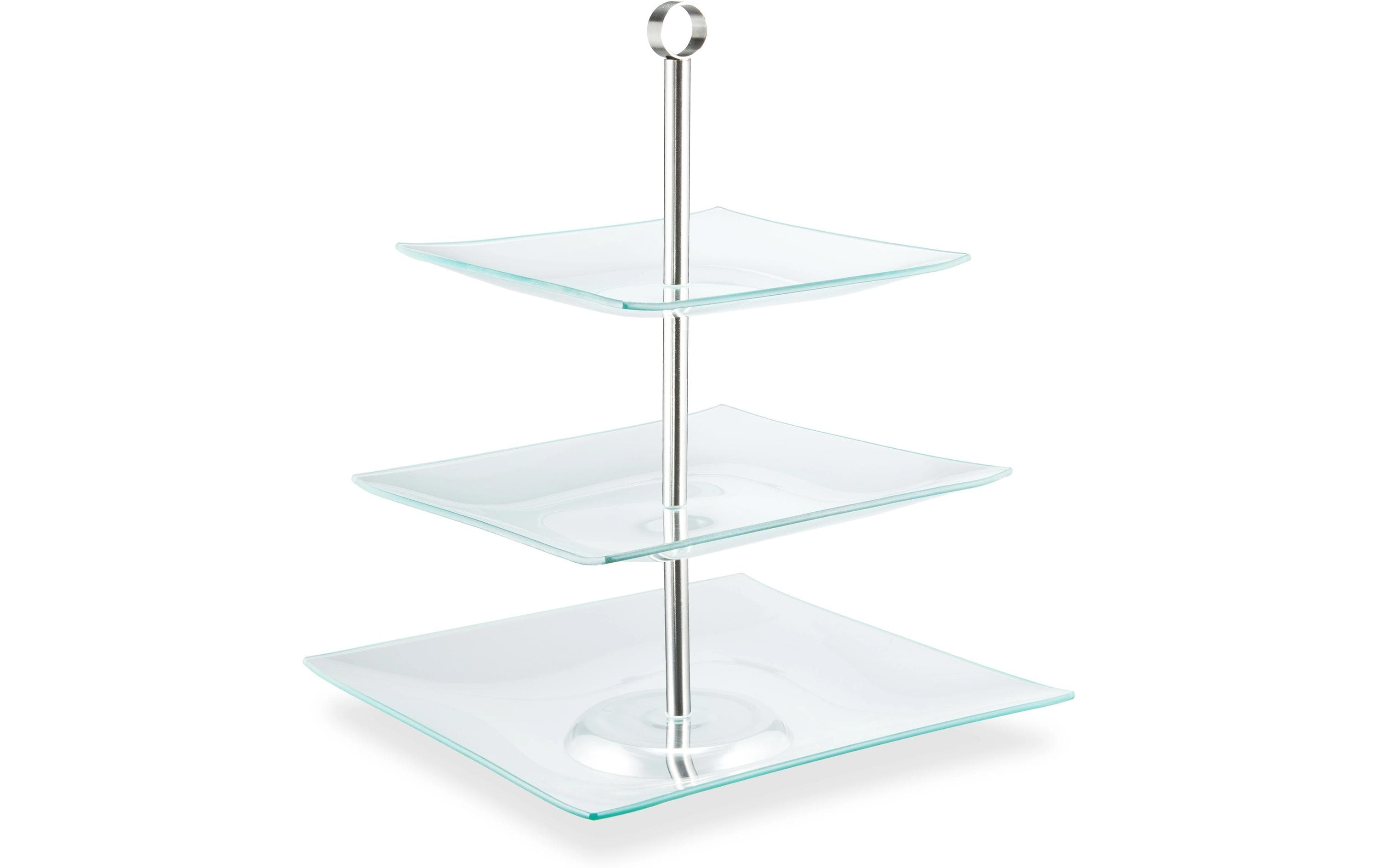 relaxdays Etagere 3-Stufen Eckig Glas