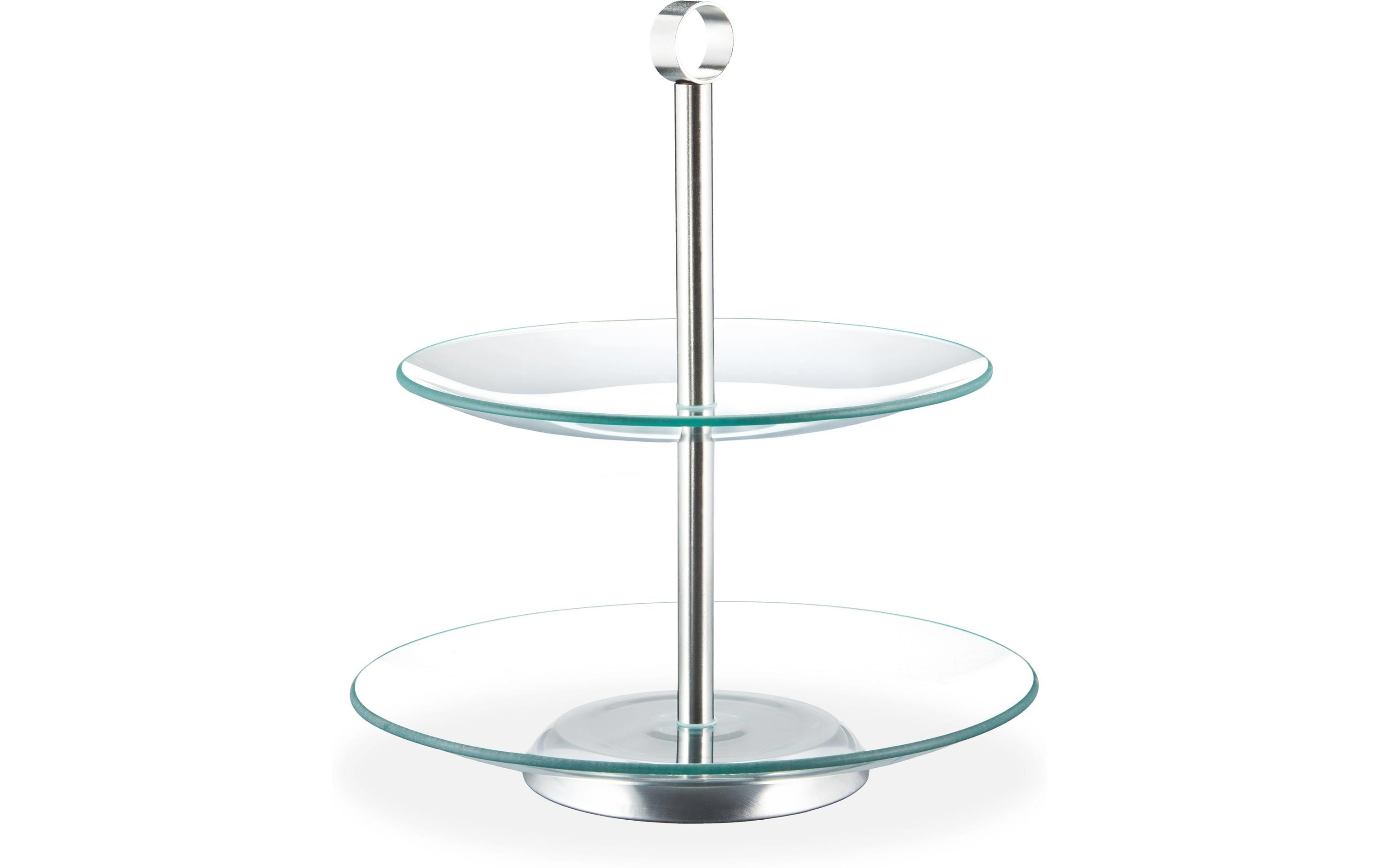 relaxdays Etagere 2-Stufen rund Glas