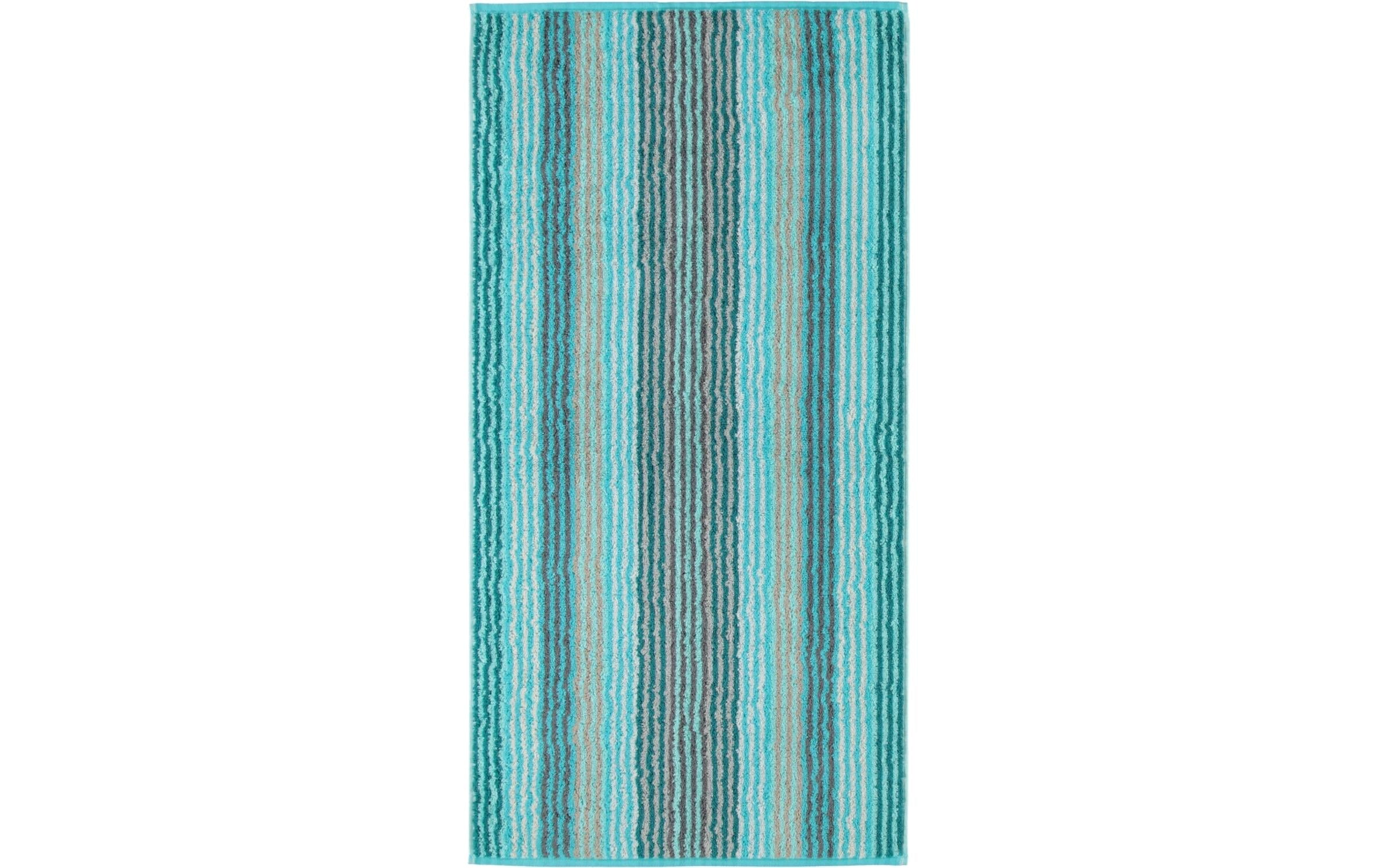 Cawö Handtuch Unique Streifen 100% Bauwmolle, 50x100cm, Türkis