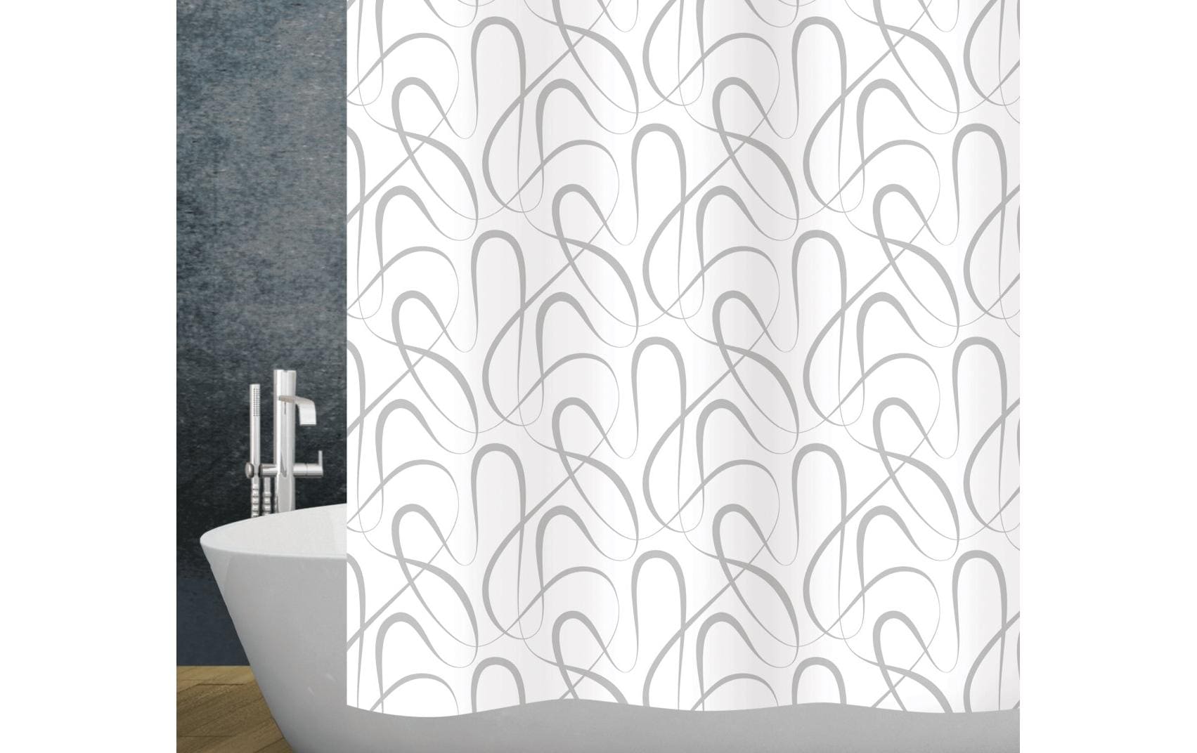 Diaqua Duschvorhang Swing Silver 100% Polyester, 180x200cm (BxH)