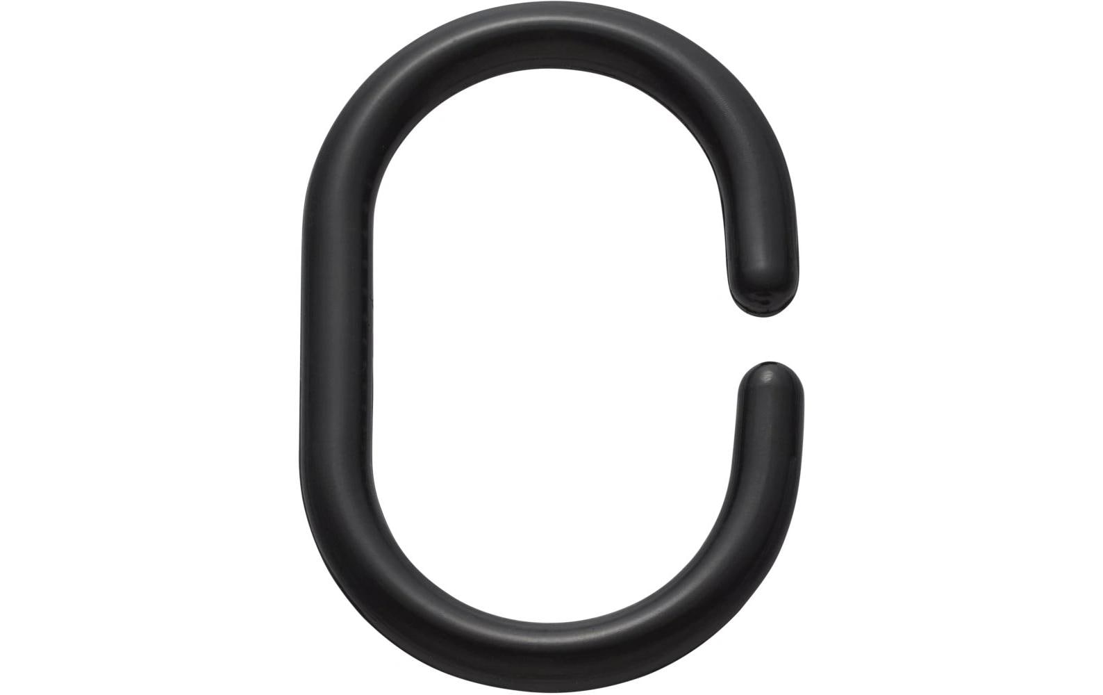 Diaqua Duschvorhangringe Basic Kunststoff, 6x4.2cm, 12 Stück, Schwarz