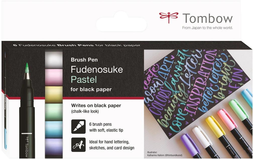 Tombow Fudenosuke WS-BS, 6er Pastel Set mit 6 Pastel-Farben