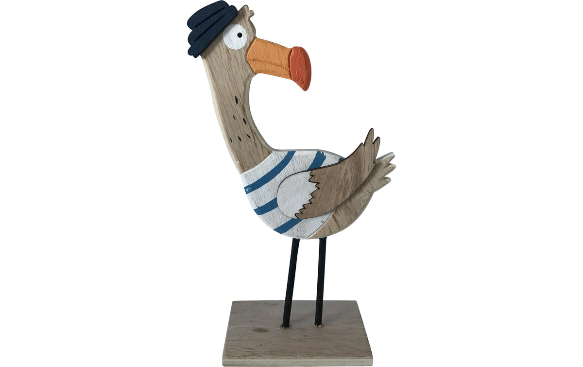 Dameco Aufsteller Möve Matrose Holz, Weiss-Blau, 10x5x18.5 cm (LxBxH)