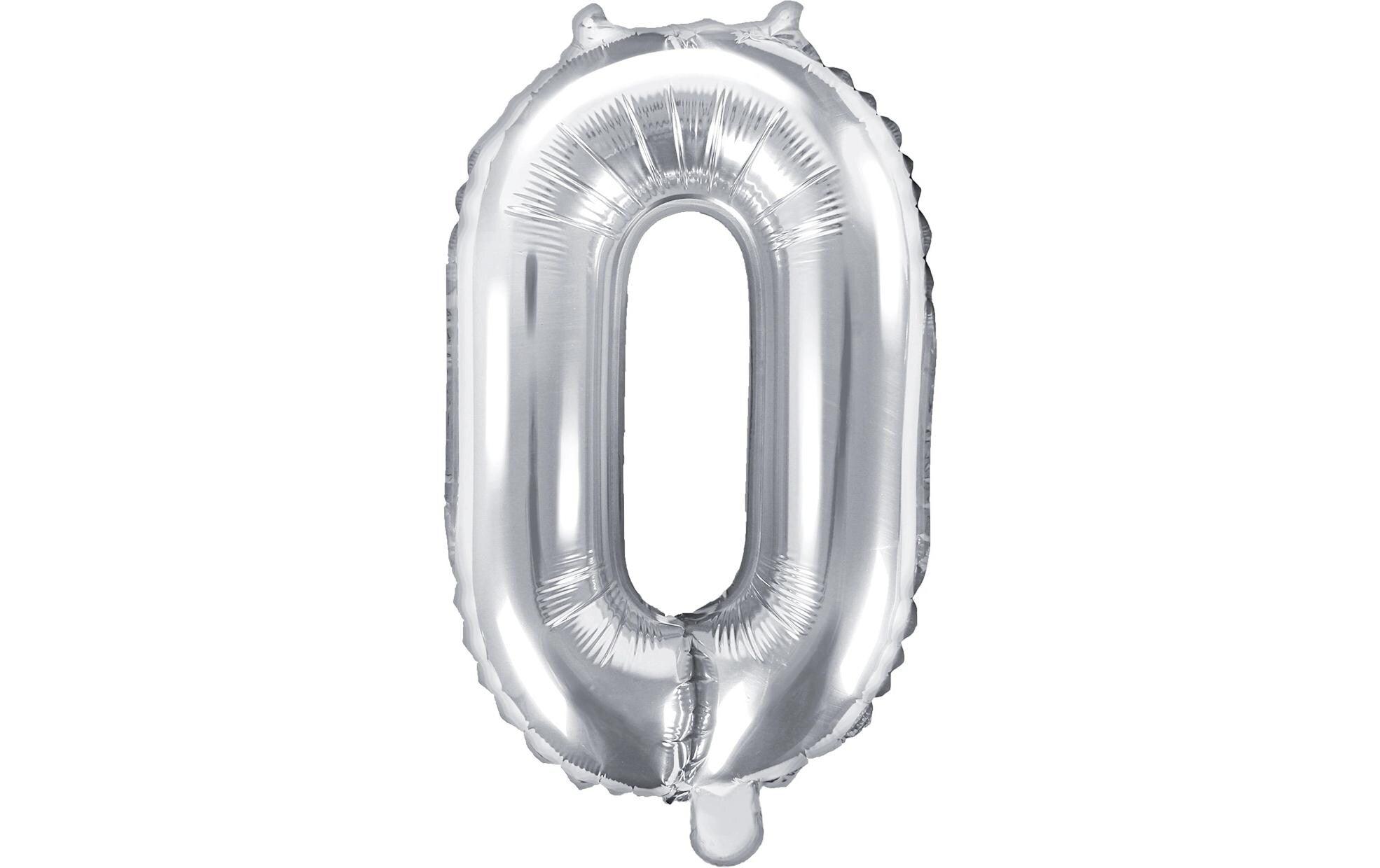Partydeco Folienballon Zahl 0 klein 35 cm, silber, 1 Stk