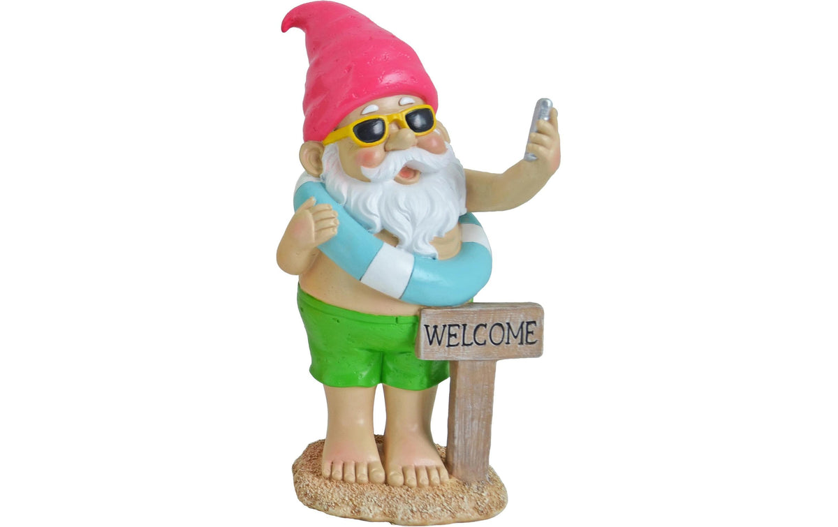 Dameco Dekofigur Gartenzwerg Beach Welcome Polyresin, wetterfest, 13x17x31 cm (LxBxH)