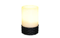 Dameco LED Solar Rattan Tisch Leuchte LED ww, D10.5cm x H18cm, ON/OFF Schalter