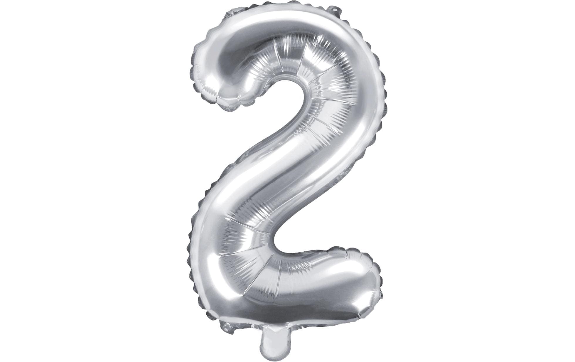 Partydeco Folienballon Zahl 2 klein 35 cm, silber, 1 Stk