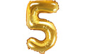 Partydeco Folienballon Zahl 5 klein 35 cm, gold, 1 Stk