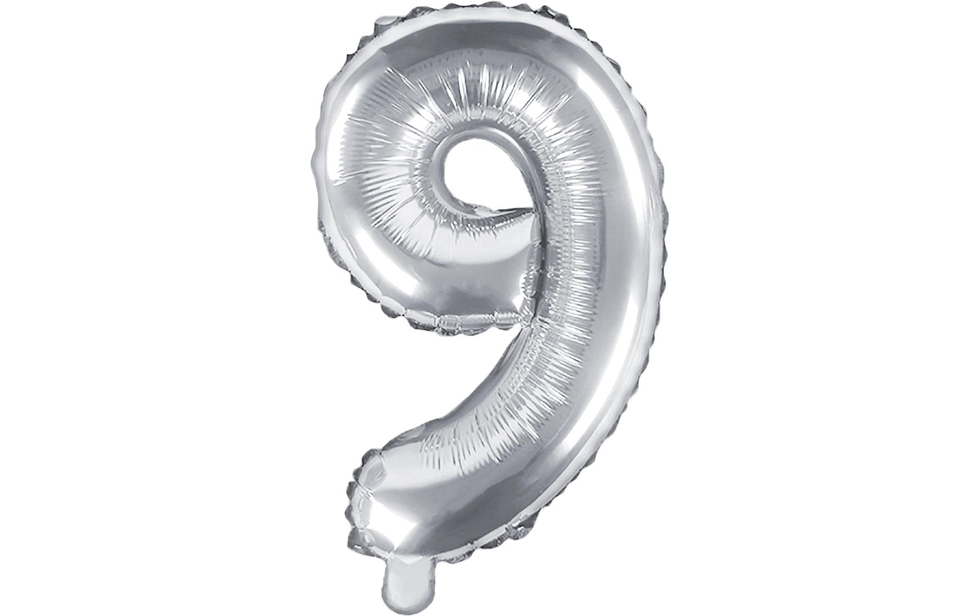 Partydeco Folienballon Zahl 9 klein 35 cm, silber, 1 Stk