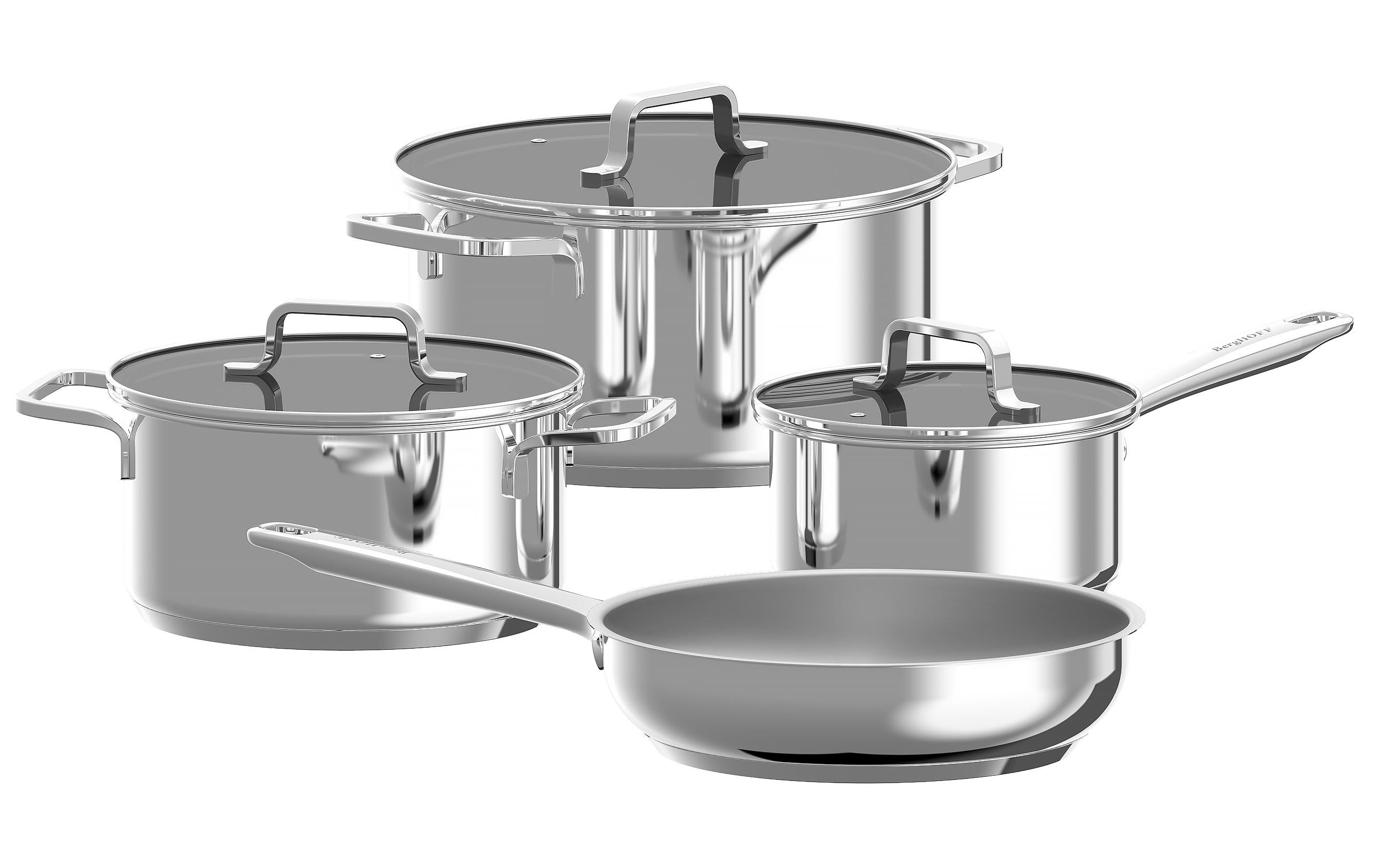 BergHOFF Pfannenset HELIX 7tlg 12, 16, 20 ,24cm 3xDeckel Edelst