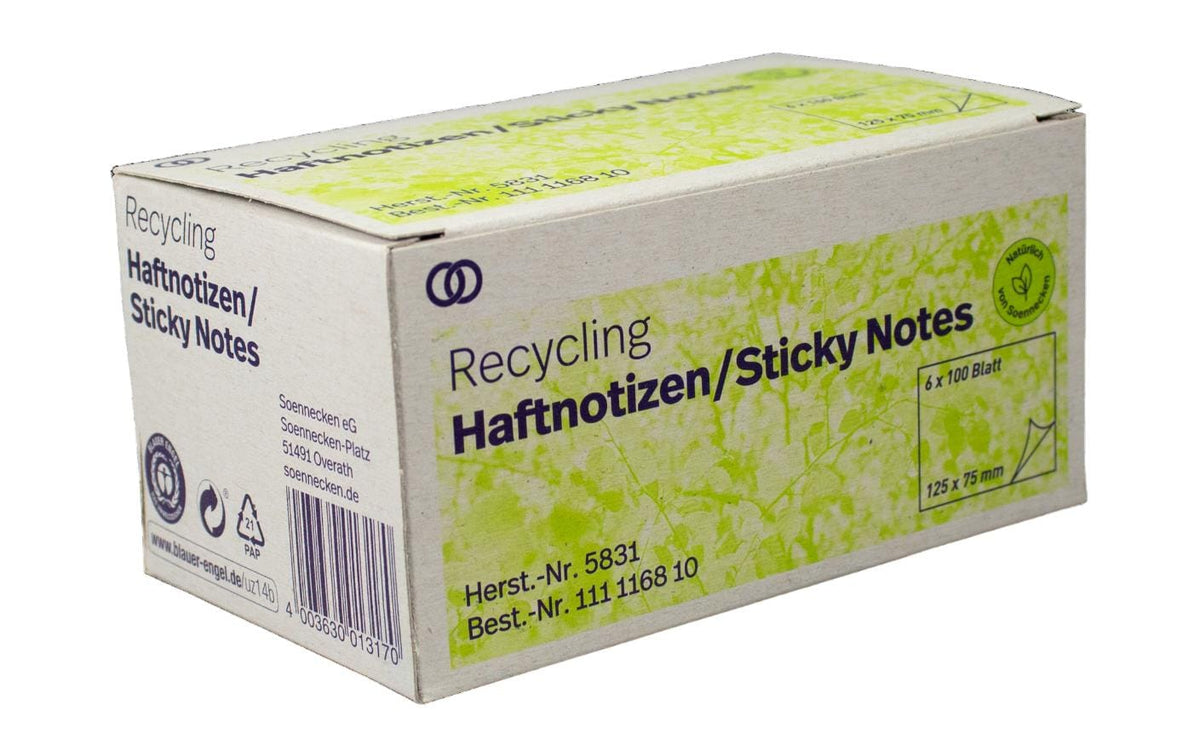 Soennecken Haftnotiz oeco Recycling, 6 Stk 125 x 75 mm, gelb