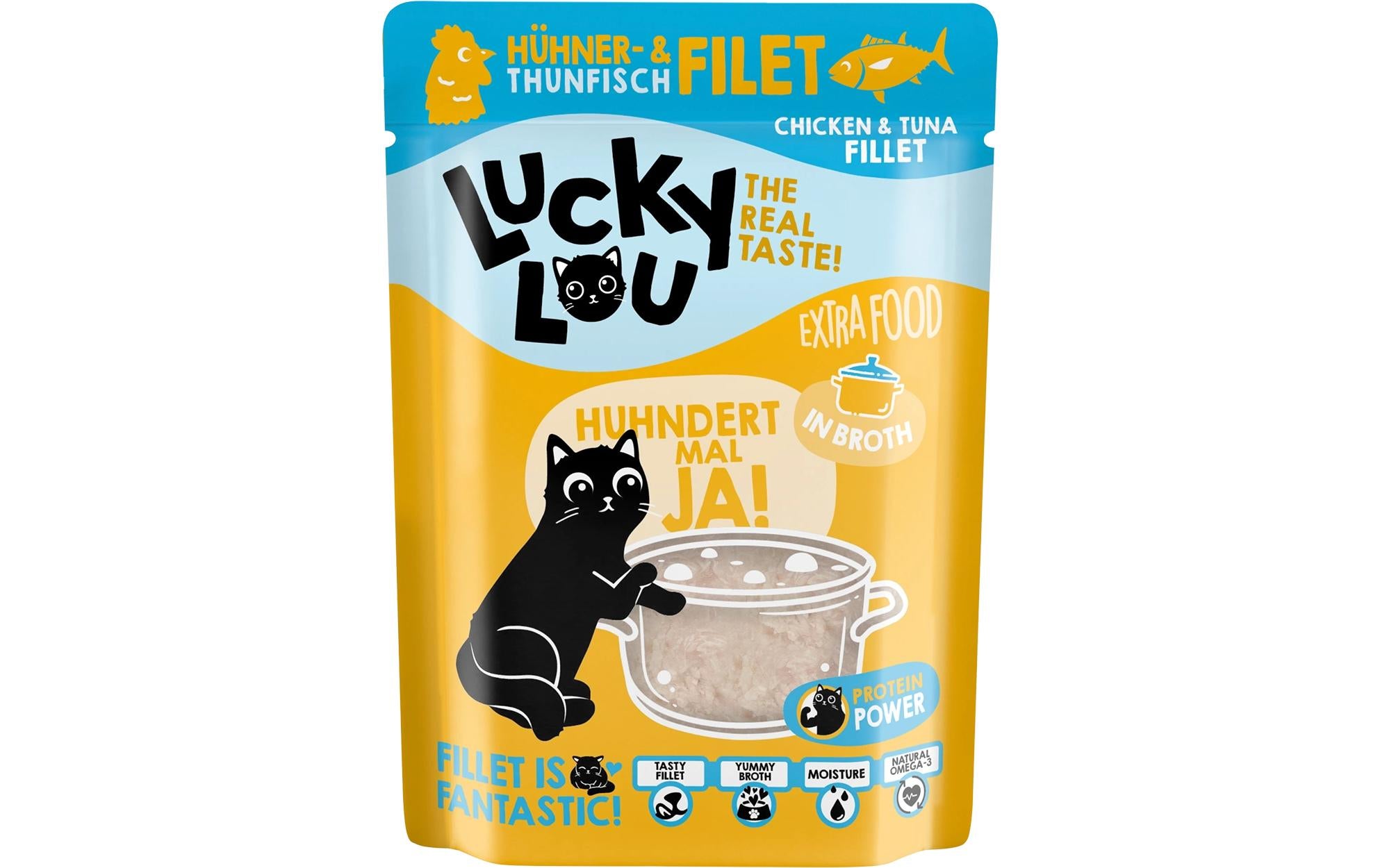 Lucky Lou Extra Food Hühner-&Thunfischfilet Beutel in Sud, 70g