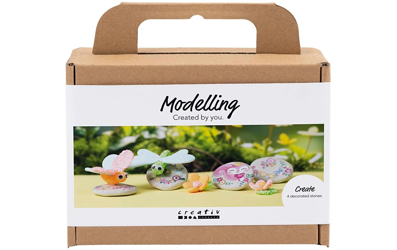 Creativ Company Bastelset Mini Modellieren Stein mit Insekt