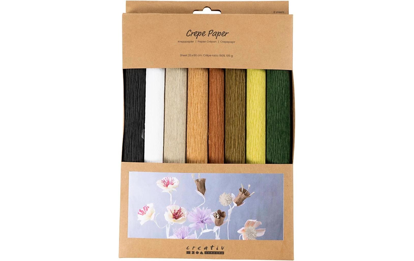Creativ Company Krepppapier-Set sortiert, 8 Rollen à 25x60cm