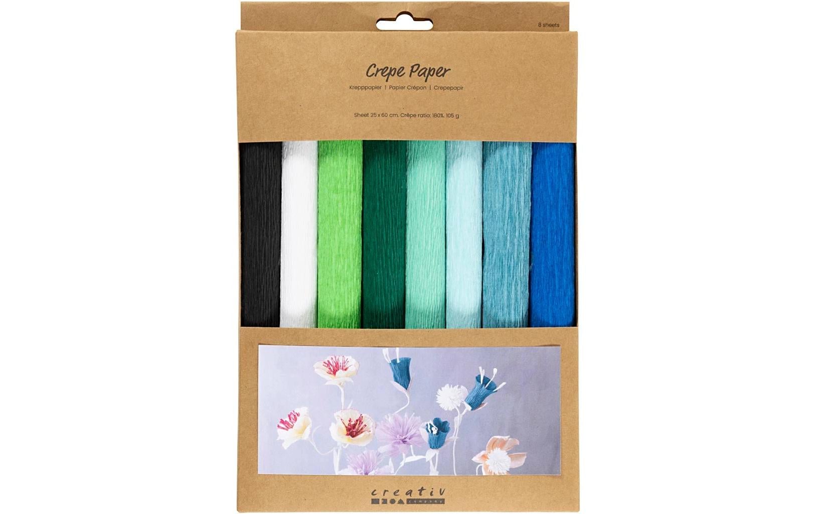 Creativ Company Krepppapier-Set sortiert, 8 Rollen à 25x60cm