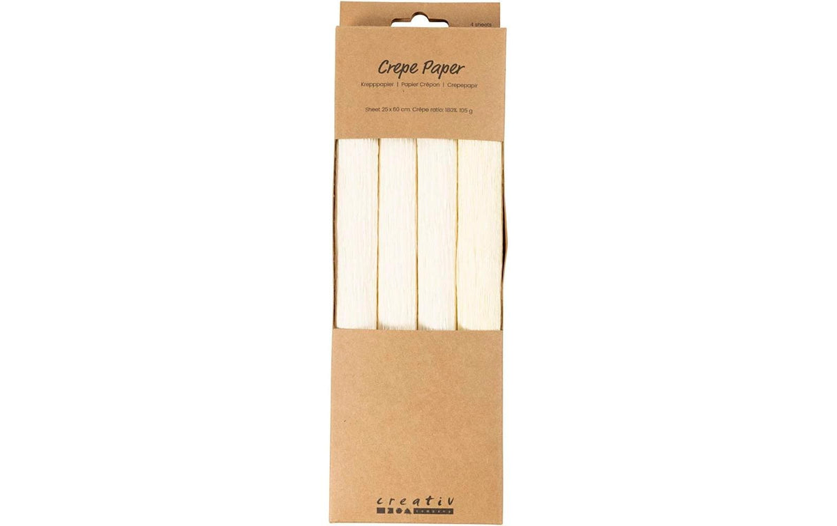Creativ Company Krepppapier-Set weiss, 4 Rollen à 25x60cm