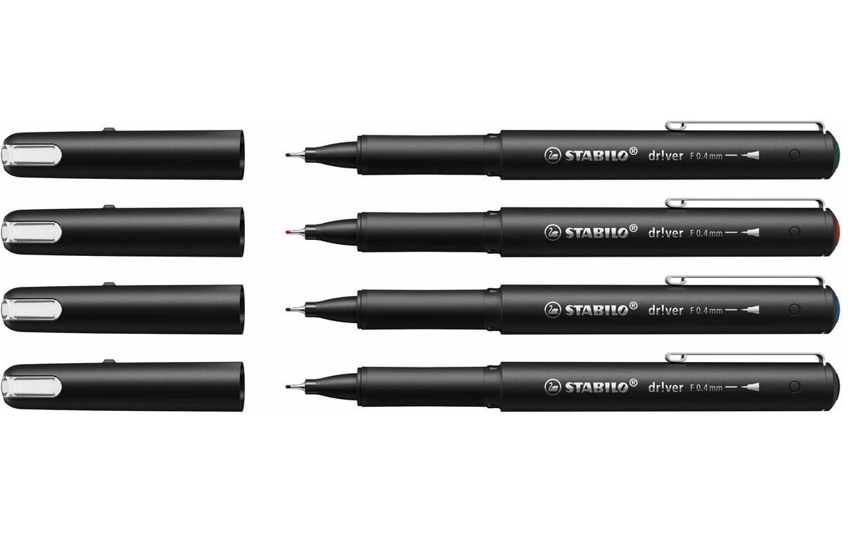 Stabilo driver Fineliner 0.4 mm 4er Etui 4er Etui, BK/BL/R/GR
