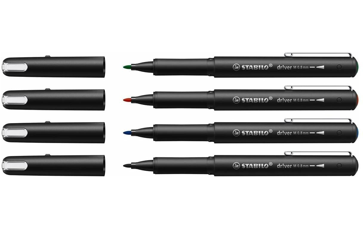 Stabilo driver Fineliner 0.8mm 4er Etui 4er Etui, BK/BL/R/GR