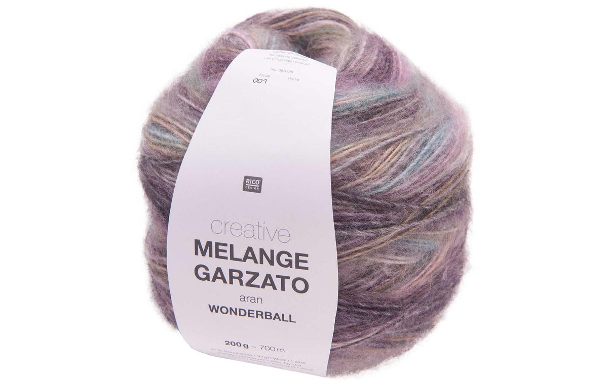 RICO Wolle Melange Garzato flieder-türkis 200 g, 700 m, 51 % WO, 49 % PO