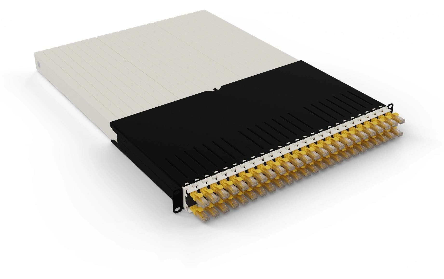 Patchbox One Cat.6A, 19" UTP Gelb inkl. 24 Kassetten mit 1.8m Slimpatchkabel
