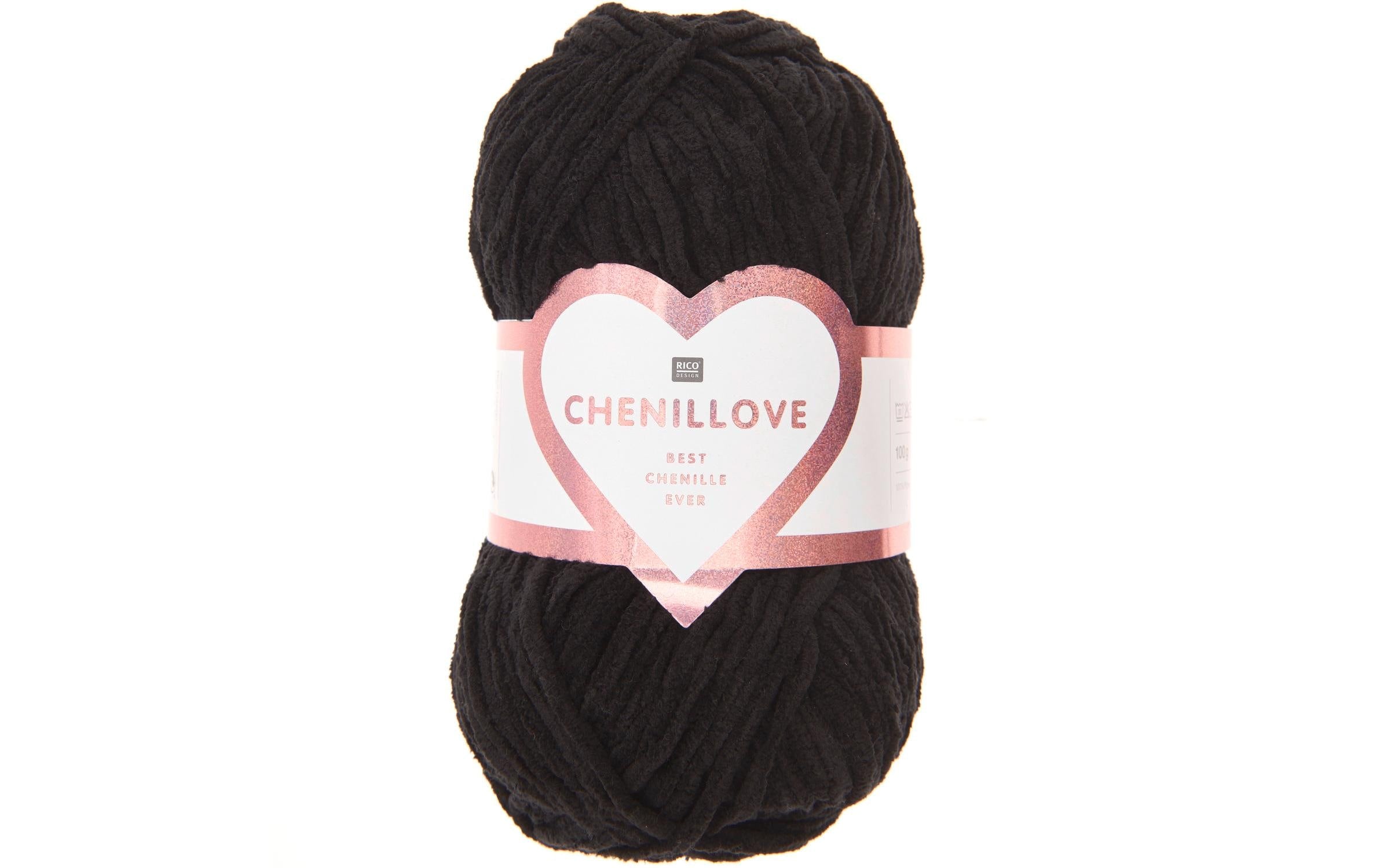Rico Wolle Chenillove schwarz 100 g, 110 m, 100 % PES