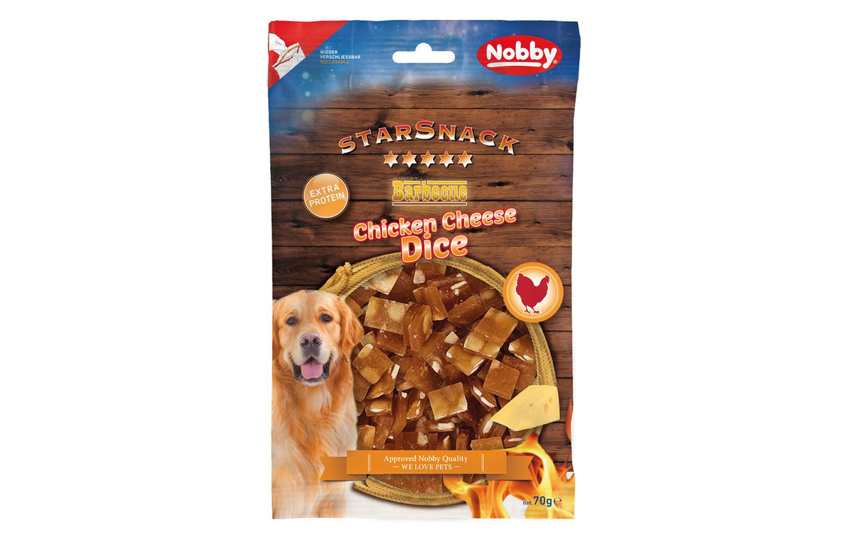 Nobby StarSnack Barbecue Chicken/Cheese Dice, 70 g