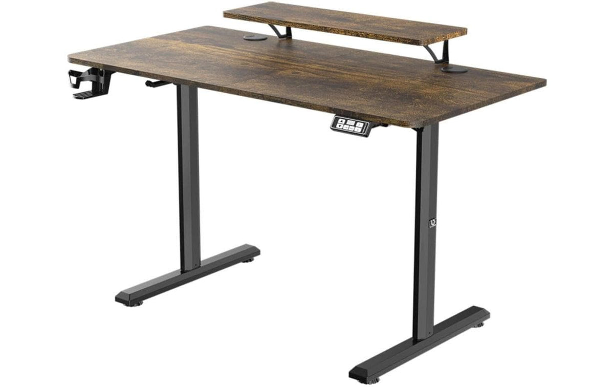 Ultradesk Higlander Gaming Table Braun, höhenverstellbar, inkl. 2 Regalen