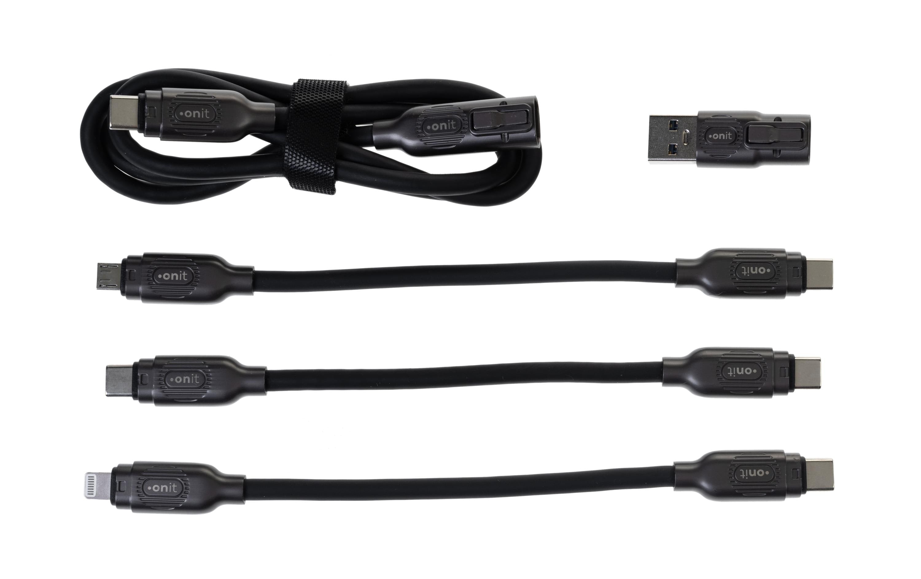 onit USB-All-in-One-Kabel 0.9M 240W Pro USB 4.0 / A+C zu C+L+M / schwarz