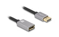Delock DisplayPort Verlängerungskabel, 1m grau, Metall ohne Einrastfunktion