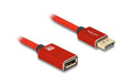 Delock DisplayPort Verlängerungskabel, 2m rot, Metall ohne Einrastfunktion