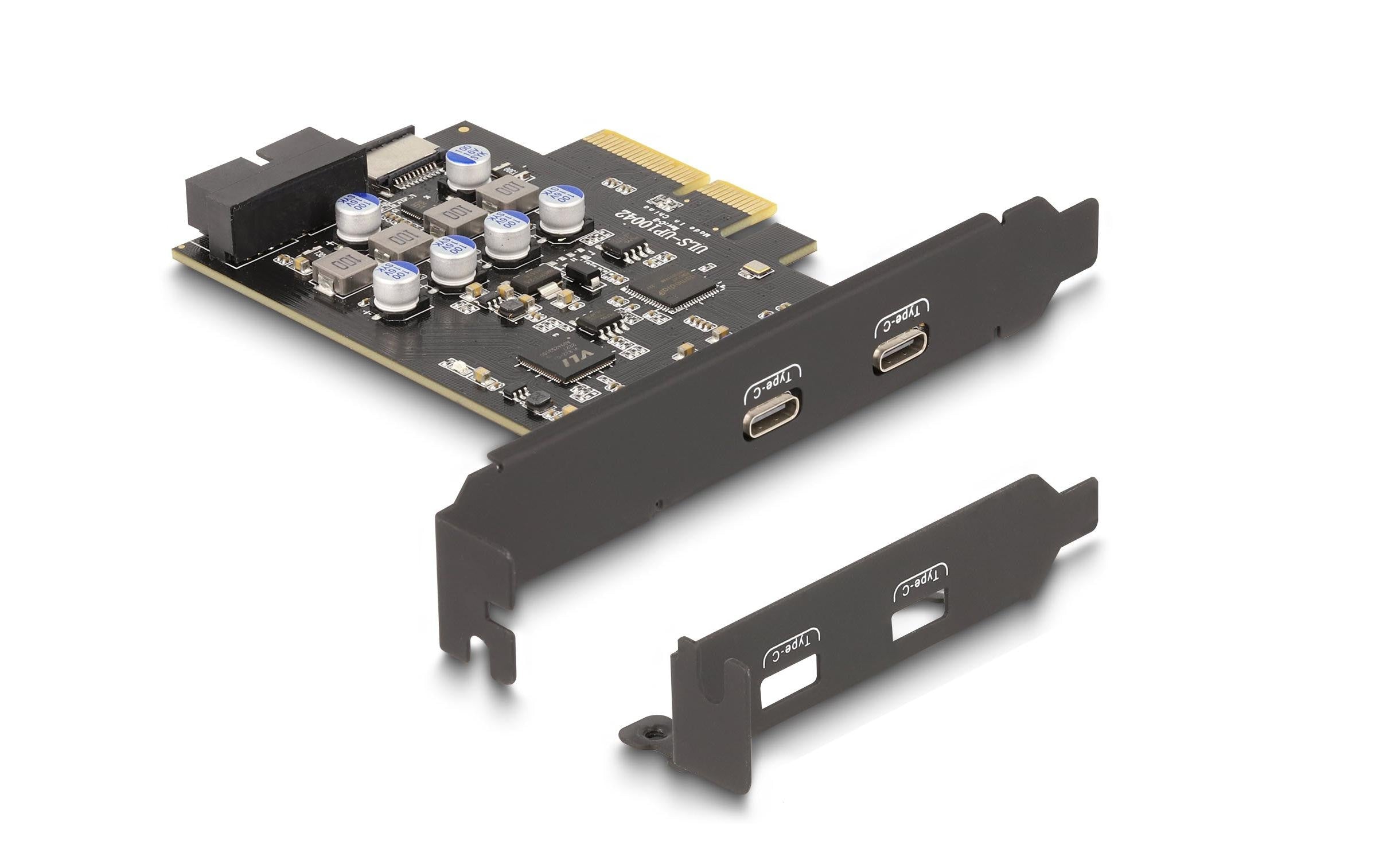 Delock PCI Express x4 Karte-2xUSB-C+1xTyp-E 1x 19P Pfostenstecker,  Low Profile