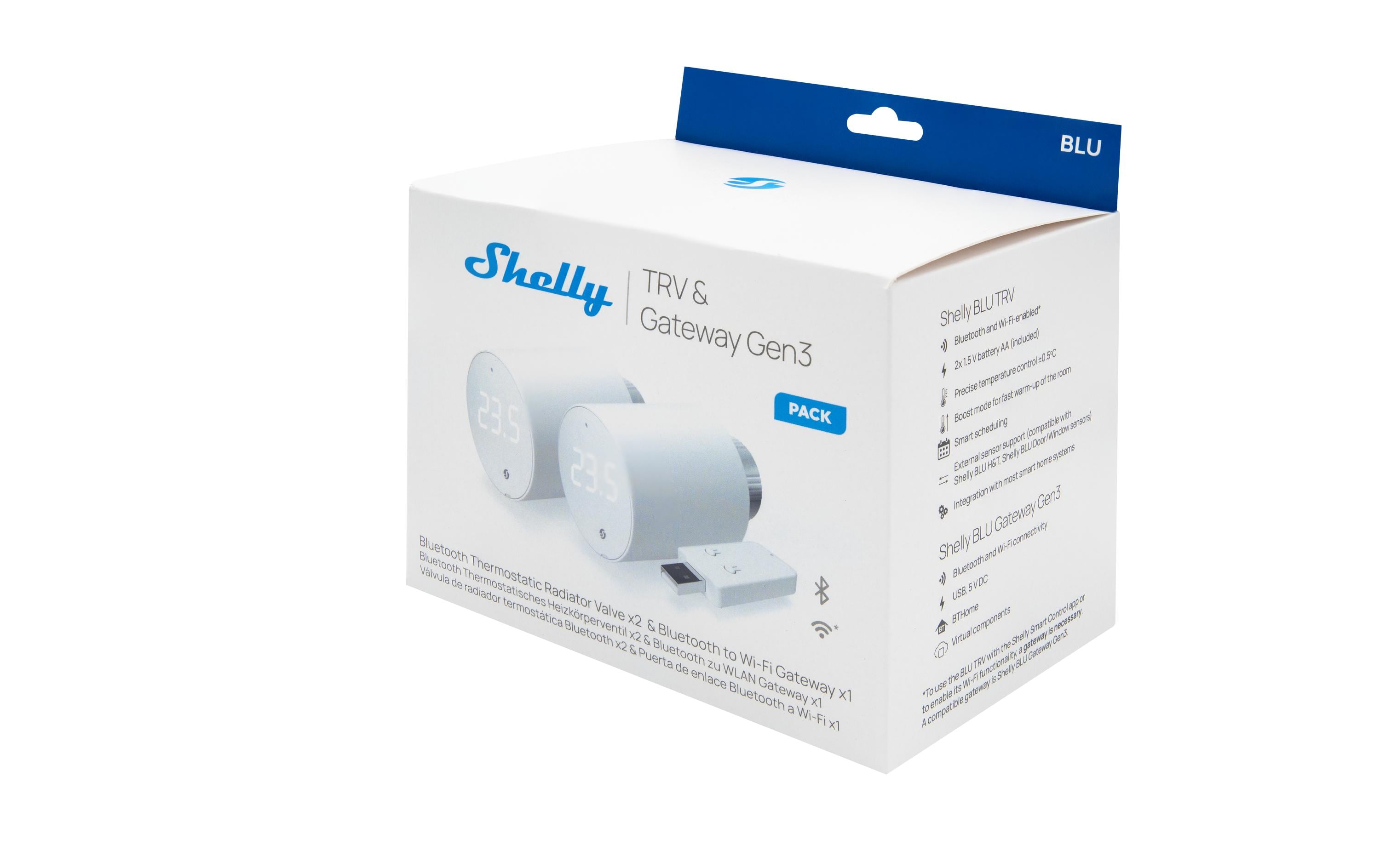 Shelly Thermostaten mit Gateway weiss 2 Thermo 1 Gateway