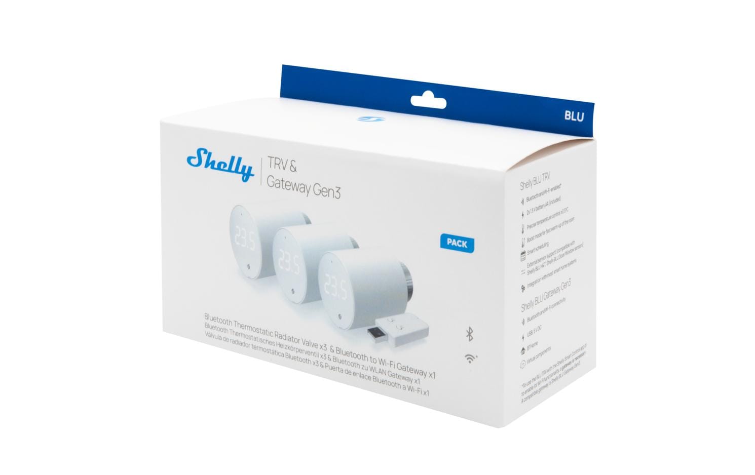 Shelly Thermostaten mit Gateway weiss 3 Thermo 1 Gateway