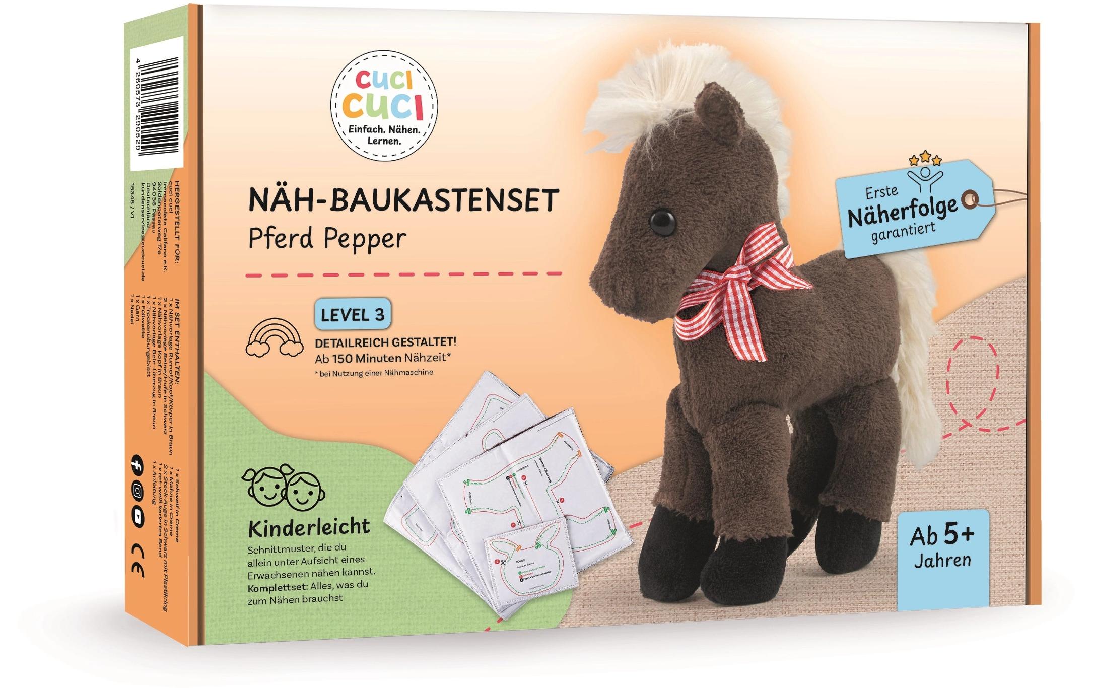 CuciCuci DIY Nähset Pferd inkl. Anleitung Bastelset, All-in-One Nähvorlage, Guide