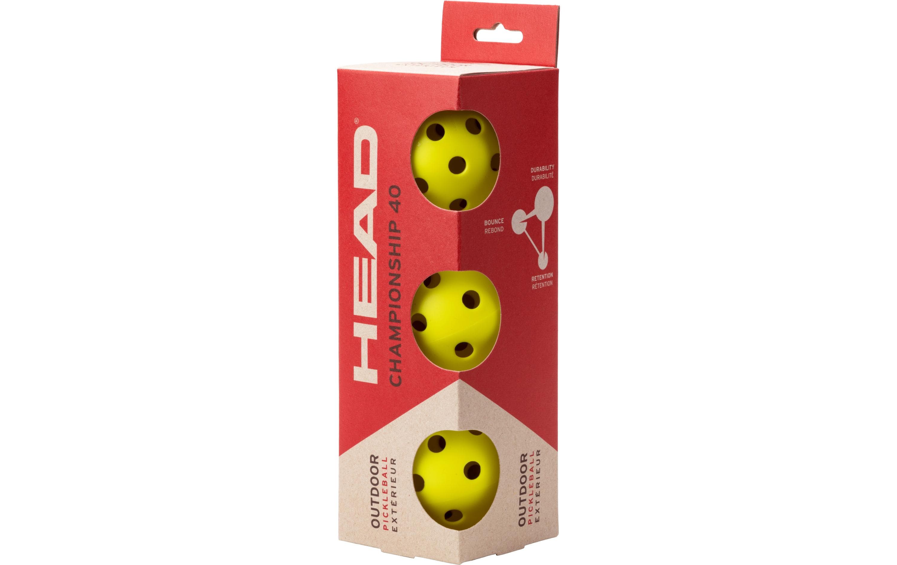 HEAD Pickleball Championship 40 3er-Pack Outdoor, gelb