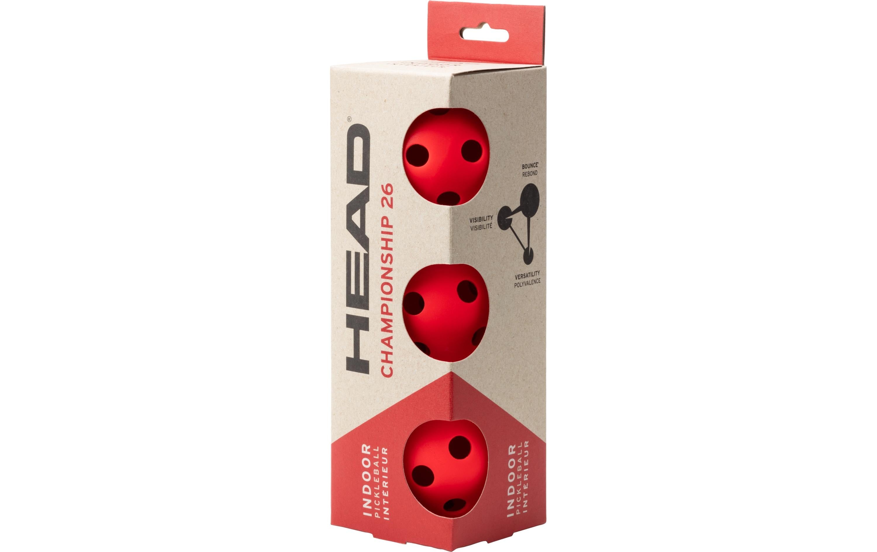 HEAD Pickleball Championship 26 3er-Pack Indoor, rot