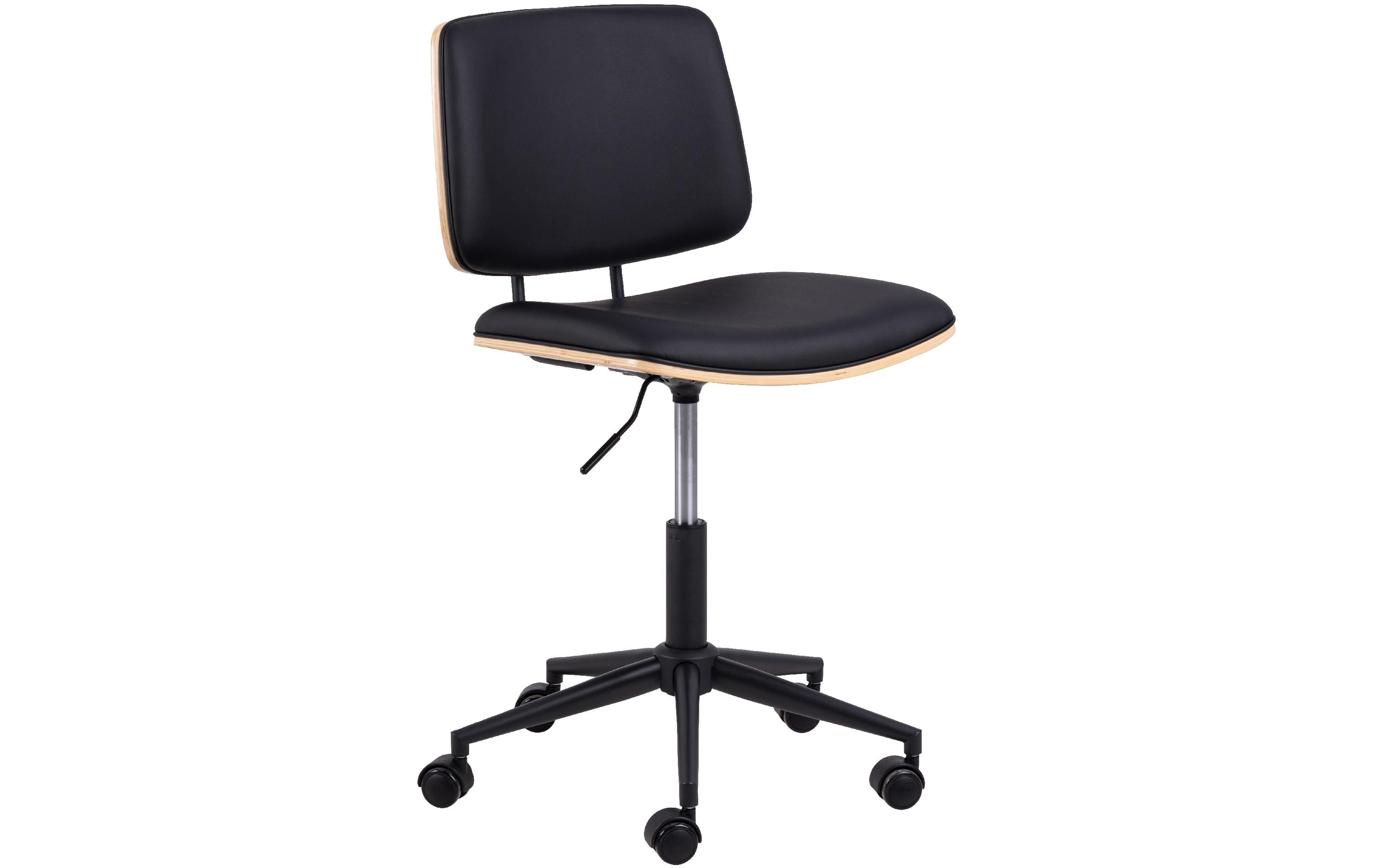 AC Design Bürostuhl Owen Leder schwarz mit Bremsrollen