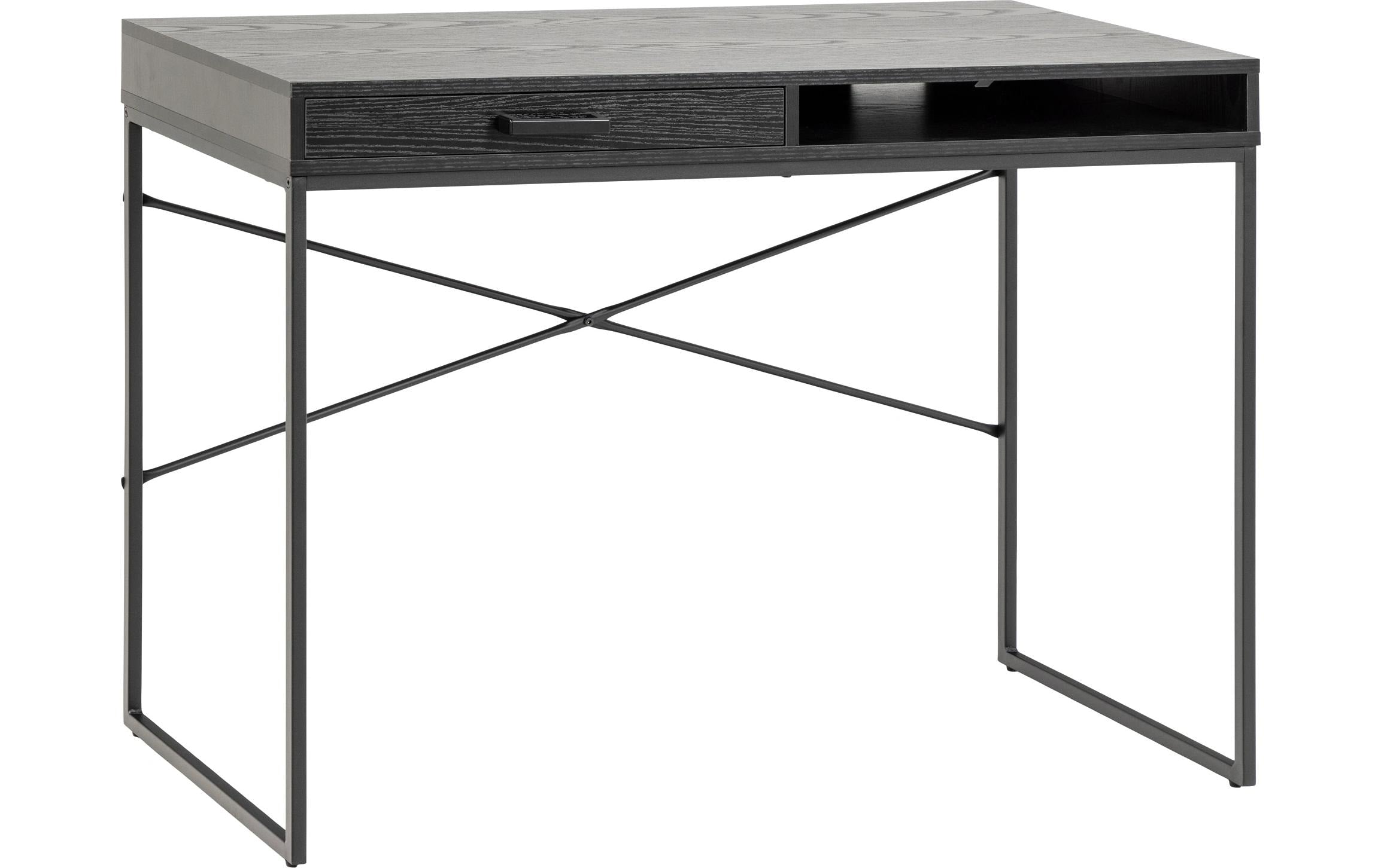 AC Design Bürotisch Seaford schwarz 110x45x75 cm (LxBxH) Esche