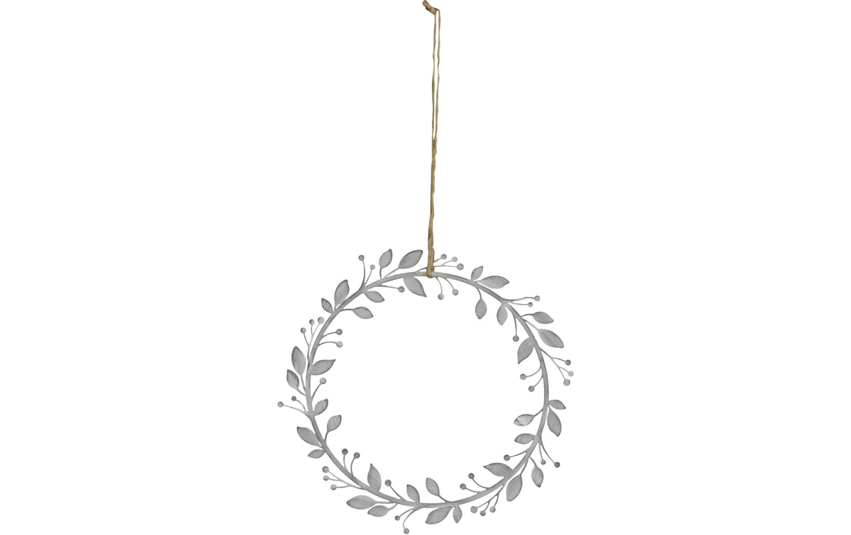 COCON Kranz z. Hängen, D25cm + Hänger 20cm grau, Eisen, Shabby Chic Look