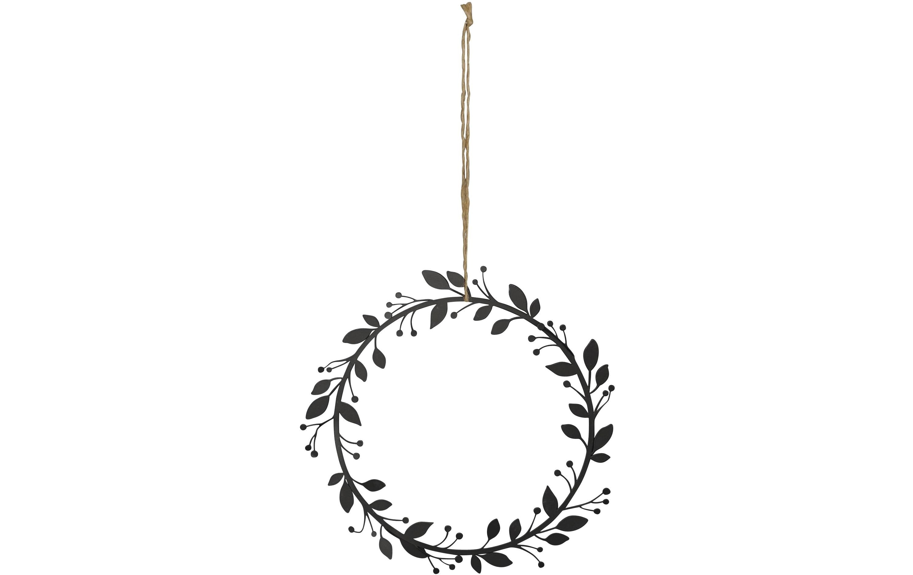 COCON Kranz z. Hängen, D25cm + Hänger 20cm schwarz, Eisen