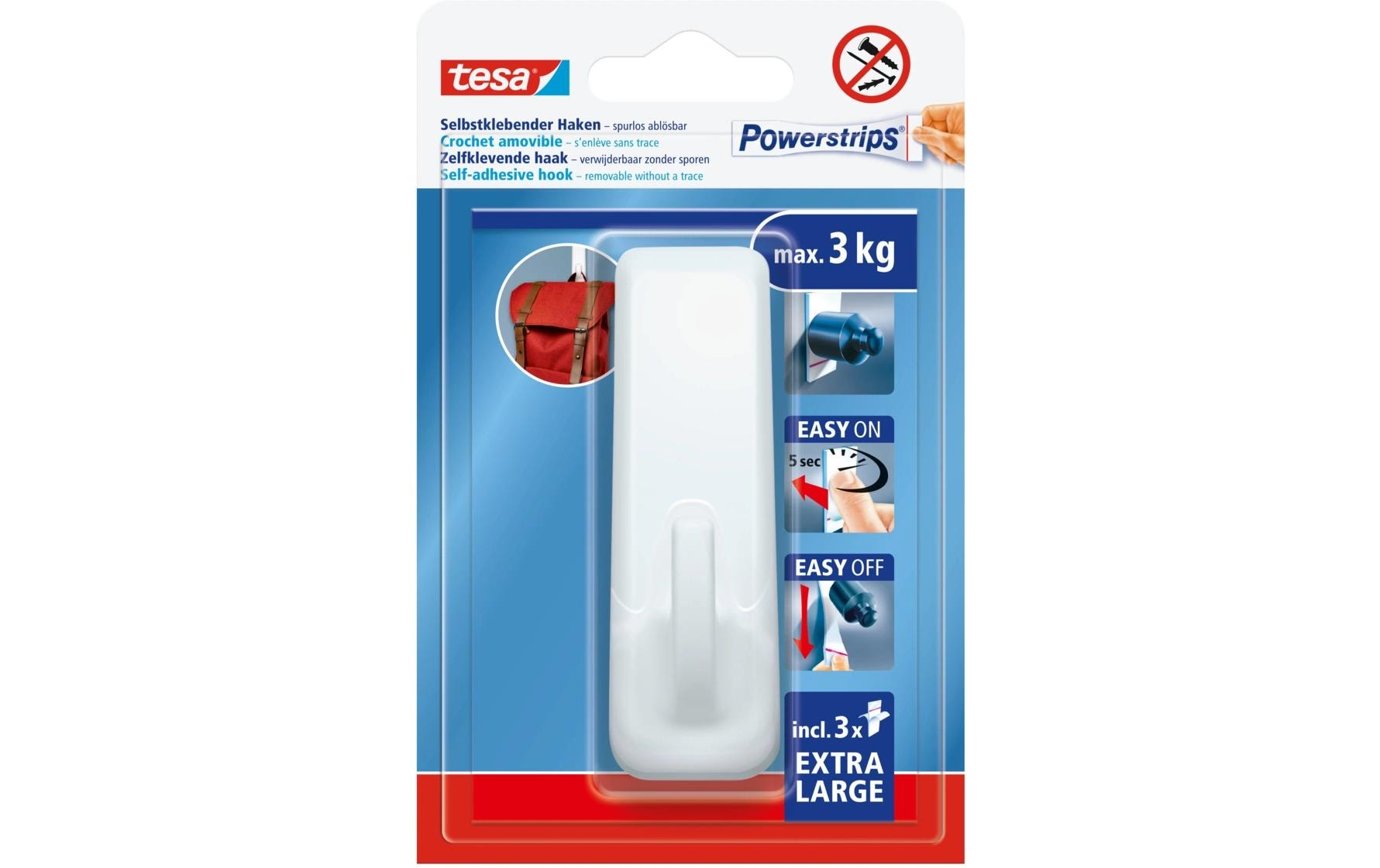Powerstrips Haken XL Rechteckig Weiss, 3kg