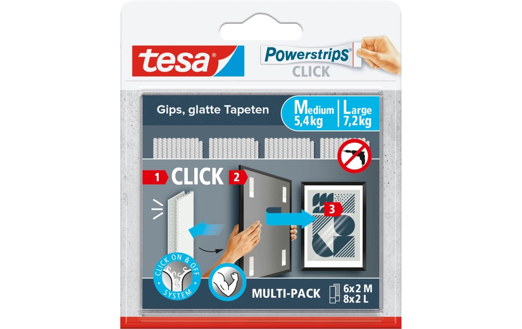 Powerstrips CLICK 6 Paar M, 8 Paar L