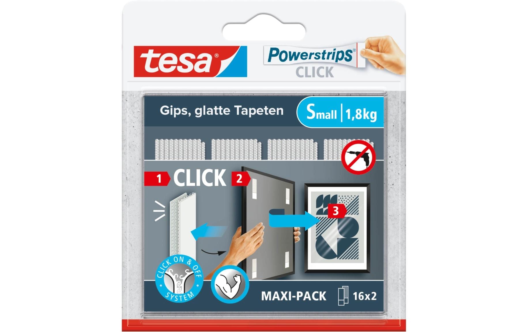 Powerstrips CLICK Small 16 Paar, 1,8kg