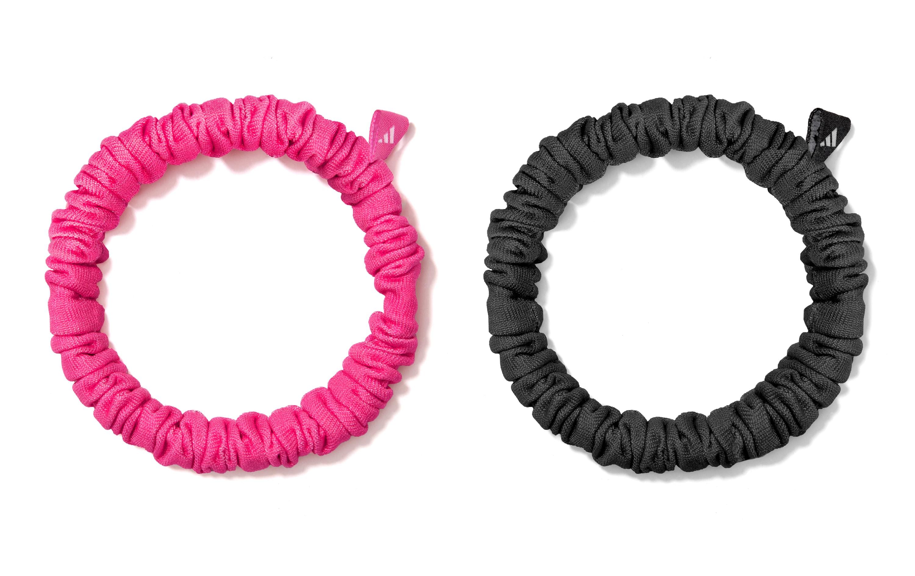 Thin Hair Scrunchies Black & Lucid Pink