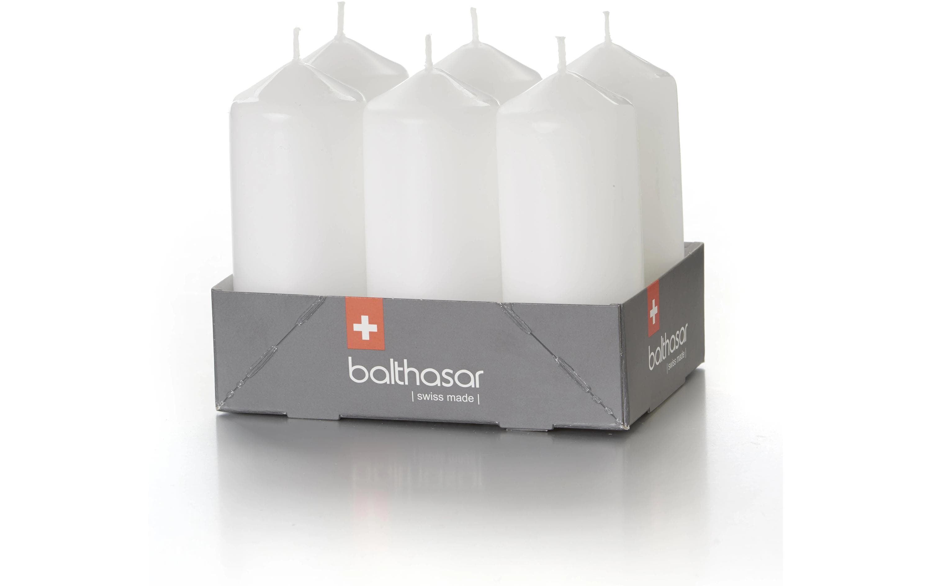 balthasar Zylinderkerze weiss 6er B: 40 x H: 95 mm