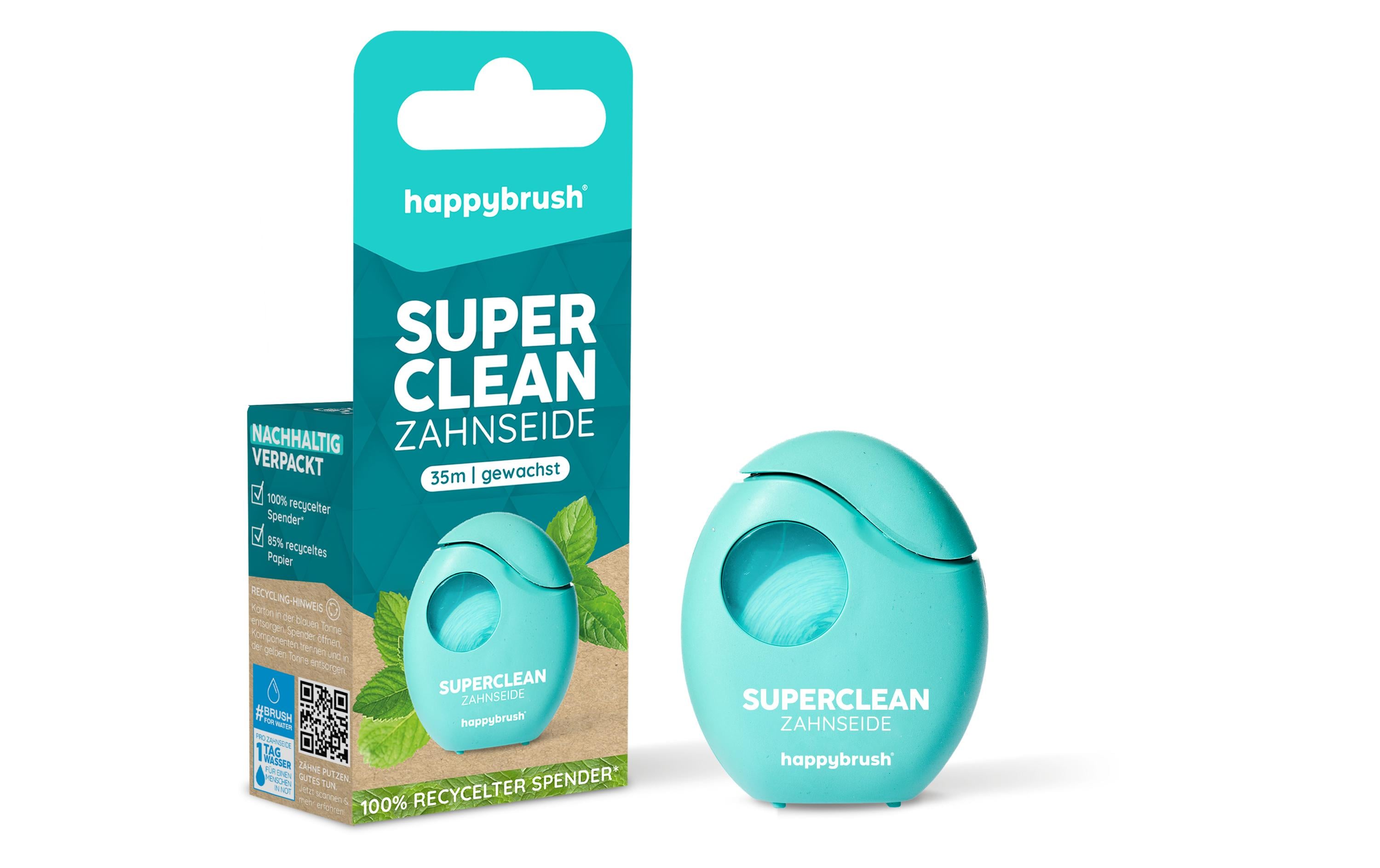 happybrush Zahnseide Superclean 35 m, gewachst