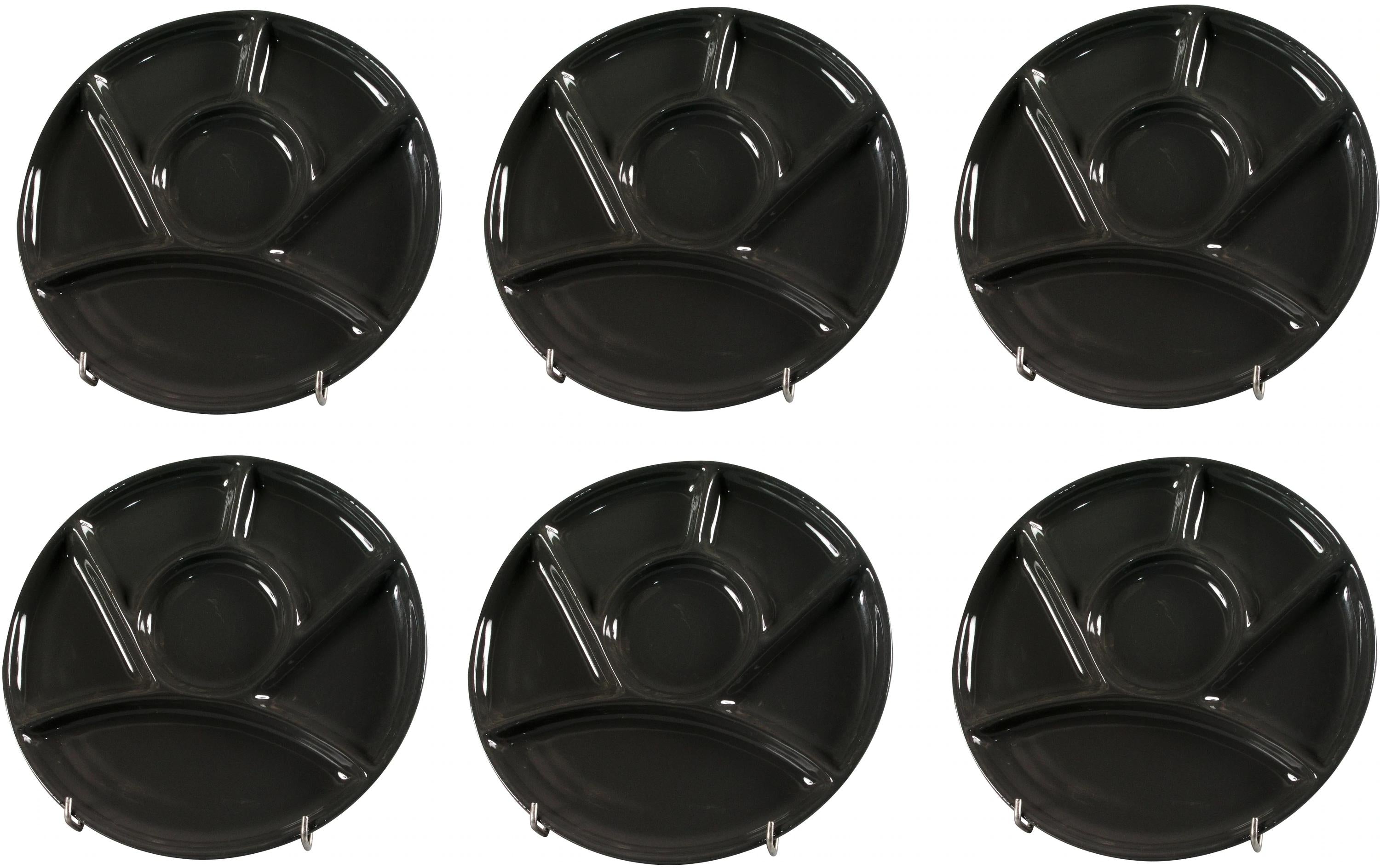 Nouvel 6er Set Fleischfondue-Teller schwarz, Ø 23 cm