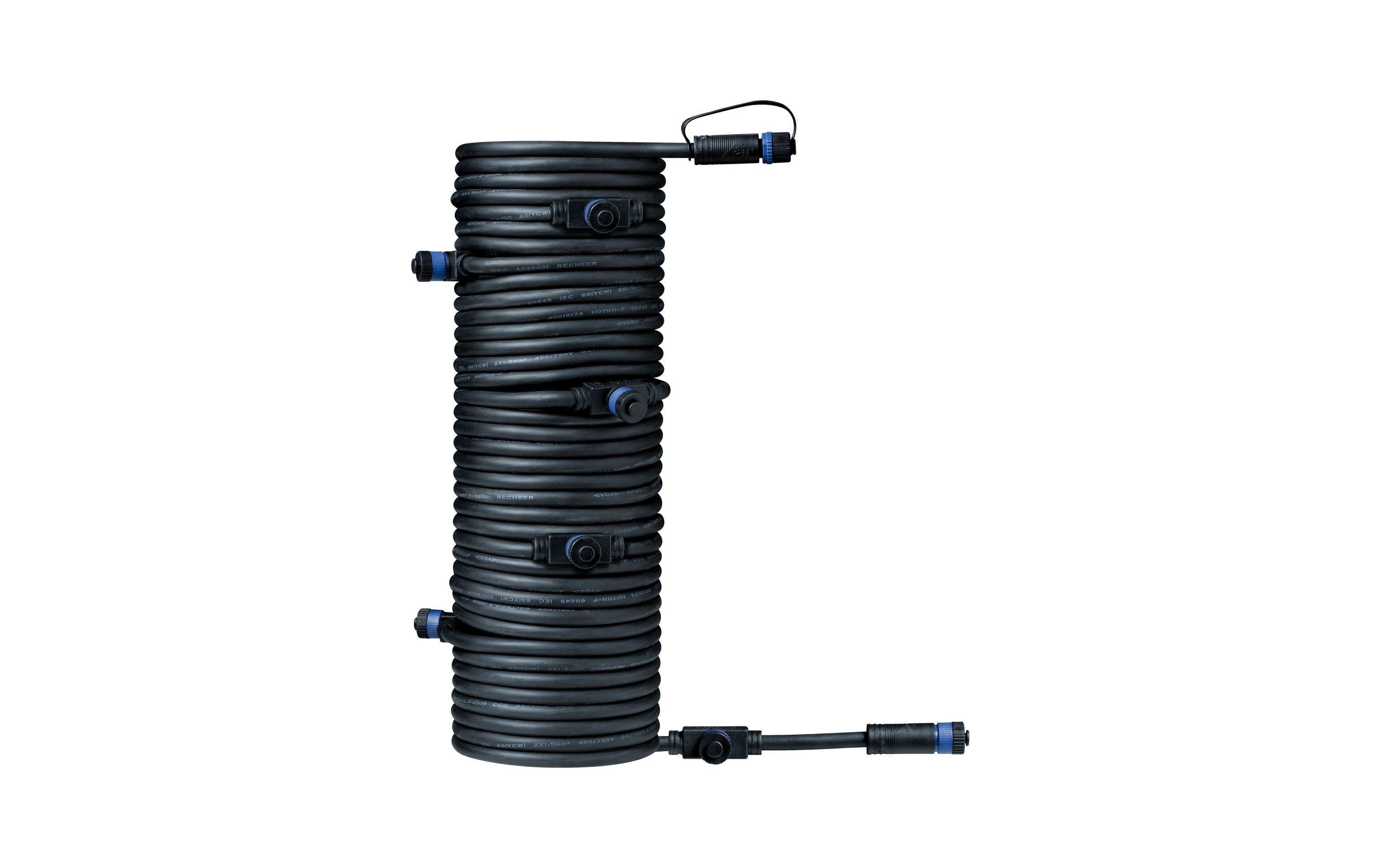 Kabel 1 In-7 Out, max. 150 W, 15 m 24V, IP68, Schwarz