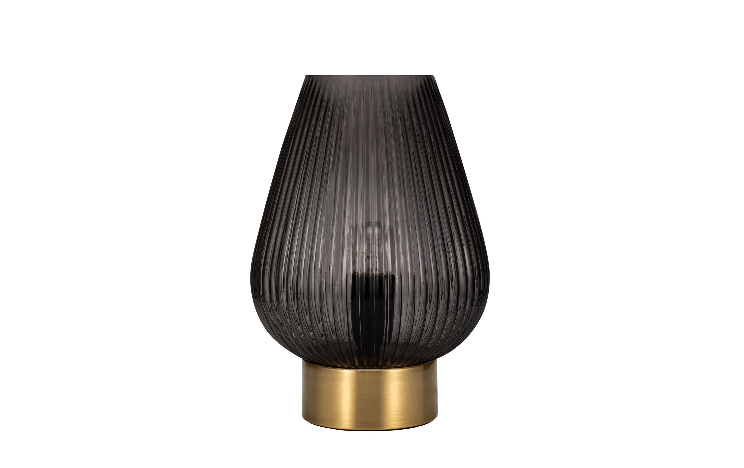 PAULEEN Crystal Gloom Tischleuchte max. 40W, Rauchglas/Messing, E14